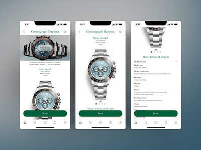 Rolex app - booking watch app application design elegant info luxury mobile application preminum rolex ui design ui ux design ux watch web design