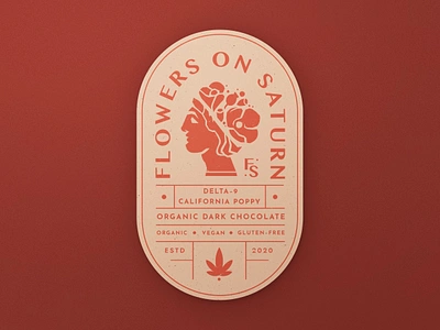 Flower on Saturn - Logo Element antiqe branding cacao california cannabis chocolate flower graphic design identity illustration logo marijuana nature organic poppy rome saturn terracotta typographica vegan