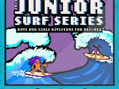 Surfing England Junior Surf Series 2024 Poster design animation