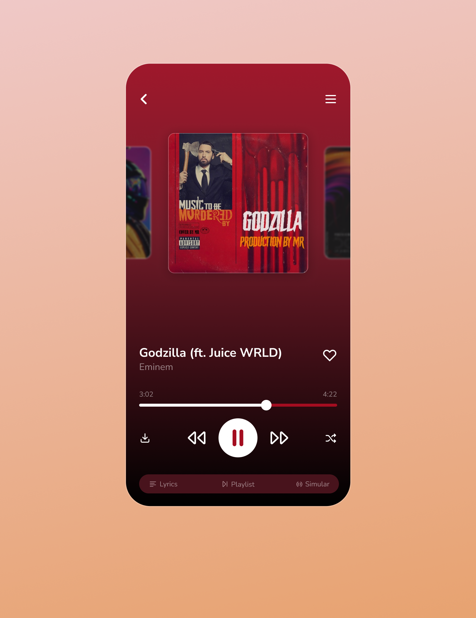 Music player app - Eminem app branding flat graphic design illustration logo ui user experience ux