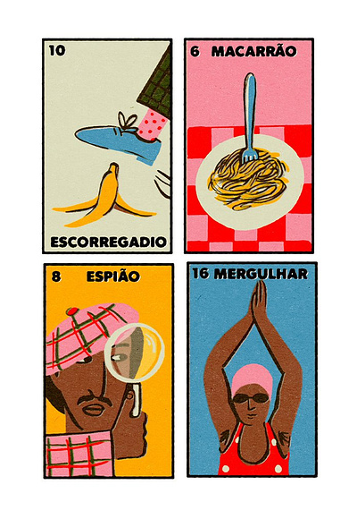 Portuguese Words, Loteria Style design graphic design illustrated cards illustrated words illustration loteria mexican mexican loteria portugal portuguese retro vintage