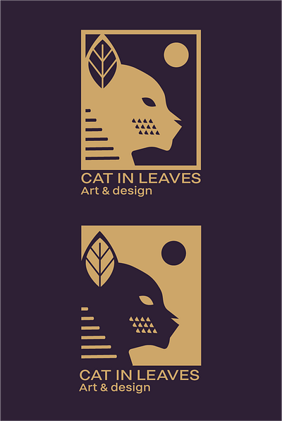 Cat In Leaves logo branding cat design folk graphic design illustator logo vector