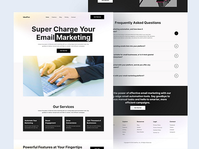 IdeaFlux- Email Marketing Landing Page Design app email landing page marketing mobile app product tools ui ux web app web design website