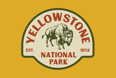 Yellowstone badge design illustration logo national park national park design national park logo outdoors patch retro vintage wilderness yellowstone