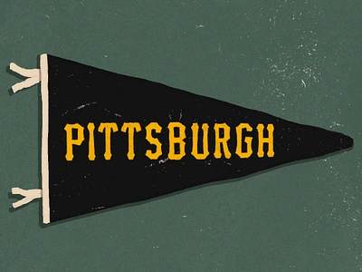 Pittsburgh Vintage Baseball Pennant baseball black hand drawn illustration lettering pennant pirates pittsburgh sports typography vintage yellow