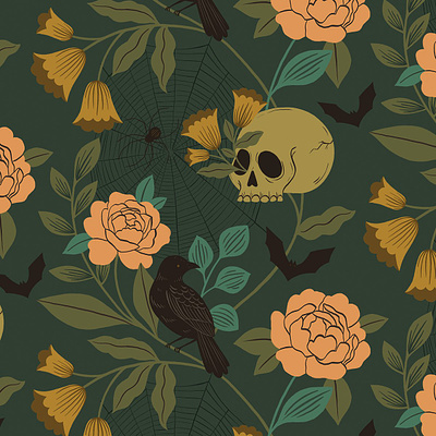 Haunted Hollow Pattern design floral halloween illustration pattern