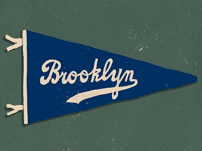 Brooklyn Vintage Baseball Pennant baseball blue brooklyn dodger blue drawing flag hand drawn illustration lettering pennant sports typography vintage wordmark