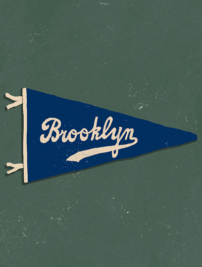 Brooklyn Vintage Baseball Pennant baseball blue brooklyn dodger blue drawing flag hand drawn illustration lettering pennant sports typography vintage wordmark