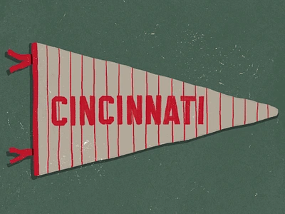 Cincinnati Vintage Baseball Pennant baseball cincinnati flag hand drawn illustration lettering pennant red reds sports typography vintage wordmark