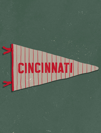 Cincinnati Vintage Baseball Pennant baseball cincinnati flag hand drawn illustration lettering pennant red reds sports typography vintage wordmark