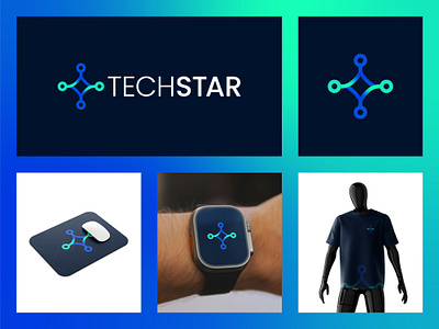 TechStar, A Tech Company Logo Design. brand identity branding clean logo design gradient graphic design logo design logo designs modern logo tech tech company logo tech industry branding technology technology company logo