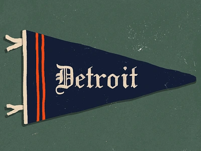 Detroit Vintage Baseball Pennant baseball detroit drawing flag hand drawn illustration lettering pennant sports tigers typography vintage