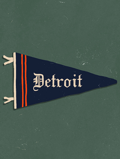 Detroit Vintage Baseball Pennant baseball detroit drawing flag hand drawn illustration lettering pennant sports tigers typography vintage