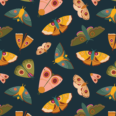 Moths Pattern graphic design illustration moth pattern surface design