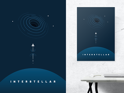 Interstellar adventure blackhole cosmos design film illustration minimalist movie poster sciencefiction sf singularity space vector