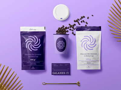 Galaxies Coffe House Branding Concept branding cafe coffee coffee bag coffee cup design download identity logo mockup mockups packaging paper cup psd template typography