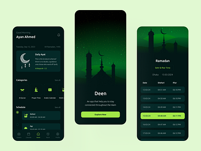 Deen (Islamic App) app deen islamic islamic ui minimal minimal ui mobile app ramadan ui