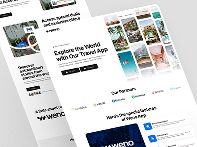 Weno - Travel App Landingpage design graphic design illustration ios app design landingpage mobile app design travel travel app ui uidesign uiux design userinterface web web design website website design