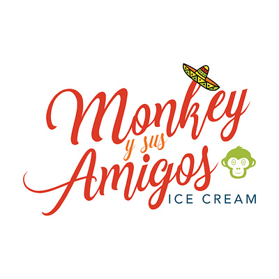 Monkey y sus Amigos Ice Cream branding graphic design logo