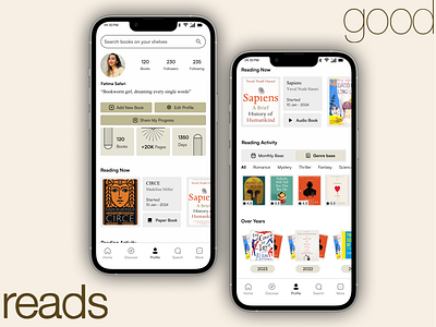 Goodreads app Redesign application book goodreadsapp mobiledesign reading readingapp ui uidesign uiux uxdesign