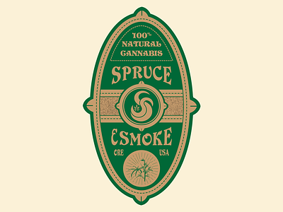 Spruce & Smoke Label badge branding cannabis design graphic design identity illustration logo mark smoke spruce