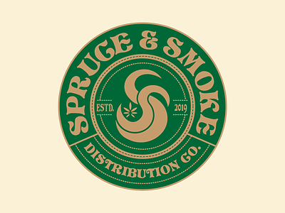 Spruce & Smoke Badge badge branding cannabis circle badge design distribution graphic design identity illustration logo mark