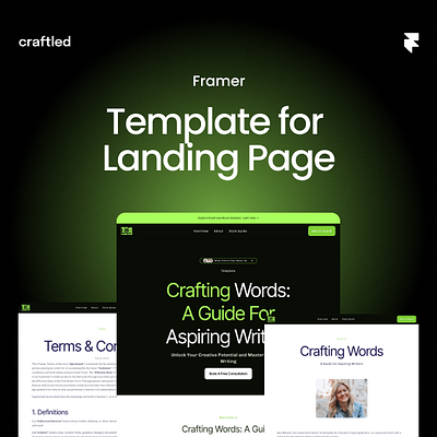 Framer — Landing Page Template for Your E-book ebook landing page template ui