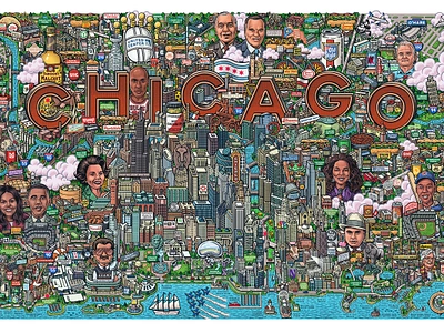 Chicago Map chi town chicago chicago bears chicago blackhawks chicago bulls chicago cubs chicago dogs chicago white sox daleys deep dish pizza goose island illustration malort maps mario obamas old style second city windy city zucca