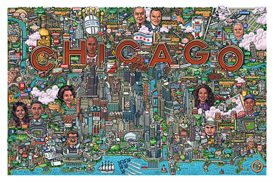 Chicago Map chi town chicago chicago bears chicago blackhawks chicago bulls chicago cubs chicago dogs chicago white sox daleys deep dish pizza goose island illustration malort maps mario obamas old style second city windy city zucca