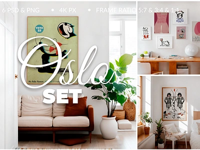 Poster Mockups 6PSD Set "Oslo" design digital frame mockup frame mockup graphic design illustration interior frame mockup minimalistic mockup mockup for poster natural frame mockup photoshop template poster design poster mockup psd mockup wall art