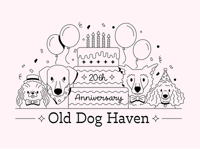 Old Dog Haven birthday cake cute design dogs graphic design illustration old dogs party pups t shirt t shirt design