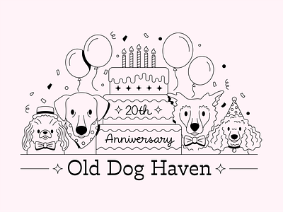 Old Dog Haven birthday cake cute design dogs graphic design illustration old dogs party pups t shirt t shirt design