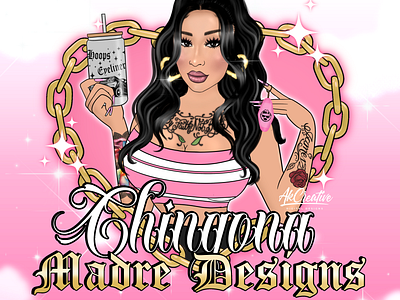 Cartoon Portrait 2000s 90s baby airbrush chicana chola design graphic design illustration logo y2k