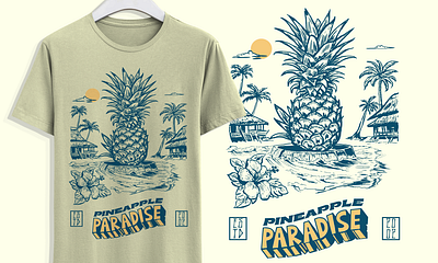 Hawaiian vibe Beach wear Tshirt beach hand drawn hawaii illustration pineapple t shirt tshirt tshirt design