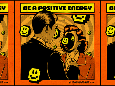 Be a positive energy! design illustration positivity retro surrealism vector vintage