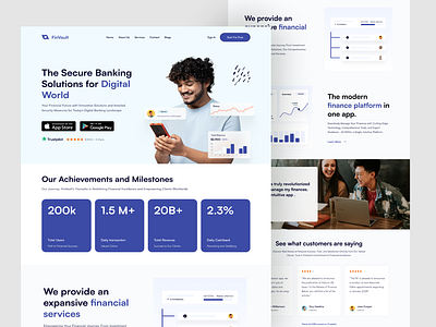 Finance SaaS Website Landing Page b2b bank app banking finance saas finance website hero money saas website savings transfer wallet web design