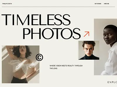 Fashion Photography Landing Page ai beige e commerce framer landing page light midjourney minimal modern photography typography webflow website