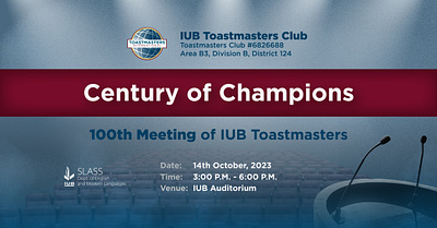 IUB Toastmasters: 100th Meeting Cover graphic design photobash social media