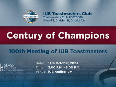 IUB Toastmasters: 100th Meeting Cover graphic design photobash social media