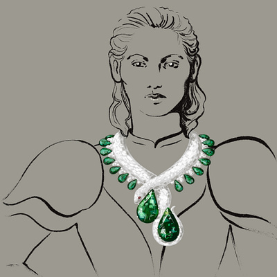 Jewellery illustration character illustration jewellery jewellery illustration portrait procreate sketch