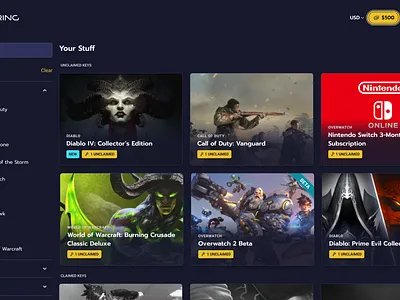 Keyring - Asset Management blizzard entertainment product design ux visual design