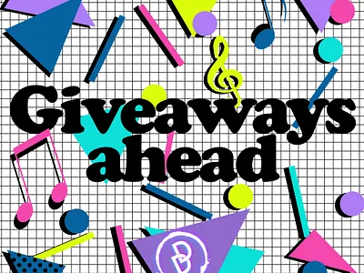 Giveaways! for Distorting Decibels branding graphic design social media typography