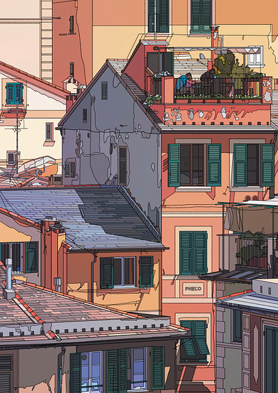 ROOFS OF CITY architecture art city digital illustration italy painting roofs