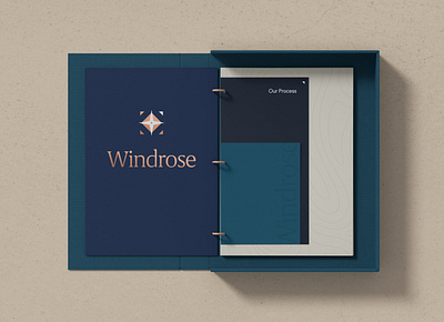 Windrose Agency | Concept 2 agency binder branding compass logo navy rose gold