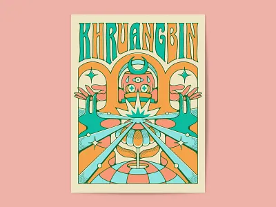 Khraungbin Poster Illustration flower illustration gig poster illustration khraungbin khraungbin band khraungbin poster illustration music poster nienowbrand psychedelic poster southwest music poster design texas music poster trippy music poster