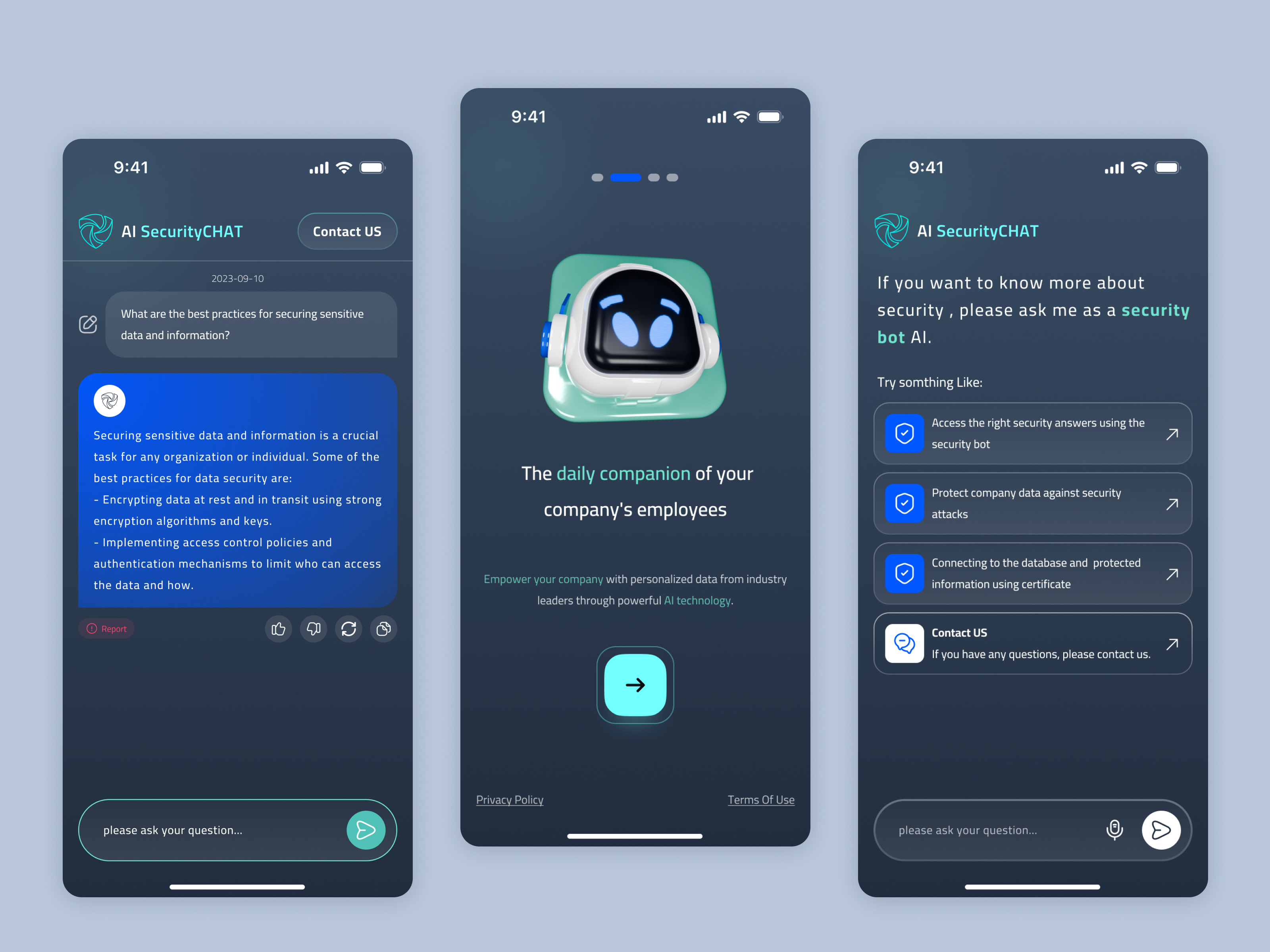 🤖 Security Ai Chat bot: Data Protection 3d 3d ai 3d ui ai chat bot ai design ai ui design ai uiux animation chat bot mobile ai chatbot mobile chat bot mobile uiux motion graphics robot 3d ui ui design uiux