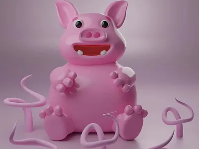 Cute Piggy and tales 3d 3d blender 3d design illustration