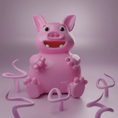Cute Piggy and tales 3d 3d blender 3d design illustration
