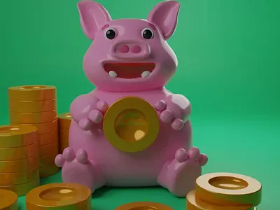 Cute Piggy Loves Coins 3d 3d blender 3d design design illustration