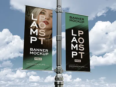Free Street Lamp Post Banner Mockup PSD banner mockup free download free mockup freebie latest mockup mockup mockup psd psd psd mockup